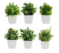 6 pezzi Piantine Finte Piccolo Succulente Finto Plastica Pianta Finta in Vaso Finta erba verde in vaso di plastica Piante Artificiali In Plastica Adatto per la decorazione di interni, balconi, uffici