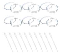 6 Pezzi Piastra di Petri, 70mm Piatti Petri, Piastra di Petri Plastica, Piastre di Petri in Plastica Sterile con Coperchio, Con 10pzs 1ml Pipette In Plastica, Per Laboratorio Esperimento Biologia