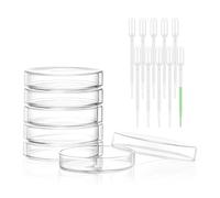 6 Pezzi Piastra di Petri, Piastra di Petri Plastica, Piatti Petri 70mm, Piastre Di Petri In Plastica Sterile con Coperchio, Con 10pzs 1ml Pipette In Plastica, Per Cultura Laboratorio Lievito Batterico
