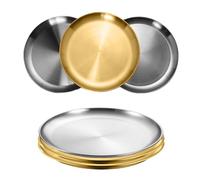 6 Pezzi Piatti da Campeggio in Acciaio Inox Vassoi Dorati+Argento Rotondi Diametro 20cm Piatti Rotonde In Acciaio Inox Stoviglie da Picnic e Campeggio Piatto Decorativo per Campeggio all'Aperto BBQ