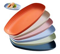 6 Pezzi Piatti plastica rigida lavabili in Lavastoviglie, 29 cm Ovali piatti plastica, Piatto microonde riutilizzabili, Piatti per microonde, Piatti infrangibili per Insalata, Pasta, Feste, Casa