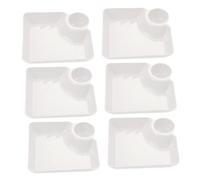 6 Pezzi Piatti Rettangolari per Antipasti con Divisori e Vaschetta per Salse Vassoio per Sushi e Snack in Plastica PP Bianco Piatto Servizio Versatile per Dumpling Frutta e Finger