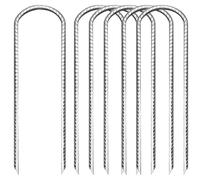 6 Pezzi Picchetti Ancoraggio Giardino Acciaio Zincati 30cm, Picchetti Tenda Esterni Stabili Forma U, Ancoraggi Lungo con Filo Antiscivolo e Punta Scalpello per Trampolino, Campeggio, Tettoie, Altalena