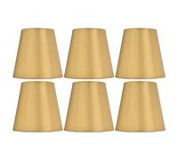 6 Pezzi Piccoli Paralumi Paralume in Stoffa in Tessuto, Paralumi per Lampadario Clip su Lampadina per Lampada da Parete da Tavolo con Lampadine a Candelabro, 5,5 X 5,1 X 3,7 Pollici(Oro PX153)