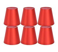 6 Pezzi Piccoli Paralumi per Lampadina E14, Paralume Lampada a Clip in Tessuto Moderno, per Lampade da Parete, Lampade da Tavolo e Illuminazione Domestica , 14,3x13x9,3cm(Rosso)