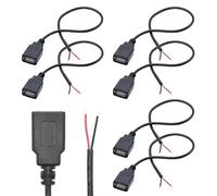 6 Pezzi Pigtail USB 22 AWG, cavo USB 2.0 a 2 fili, Prolunga USB,Cavo USB femmina,Prolunga USB 0,3 metri,Connettore USB,Prolunga Cavo USB,cavo di alimentazione con presa USB 5V 3A
