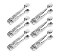 6 Pezzi Pinze per Ghiaccio in Acciaio Inox, Piccole, Rosa | Argento, Design Decorativo ed Elegante, per Zollette di Zucchero e Biscotti, Casa e Bar Caffè