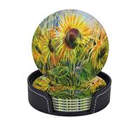 6 Pezzi Pittura Botanica Sotto chiere per Bevande con Supporto, Sotto chieri in Pelle Antiscivolo Impermeabili per Fattoria di Campagna per Tavolo in Legno Tavolino da Pranzo Bar Decor