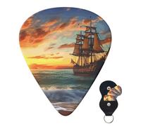 6 pezzi Plettri per chitarra custodia per plettri per chitarra Nave pirata al tramonto Plettri per chitarra Plettri per chitarra elettrica Plettri per chitarra acustica Plettri per basso (0,46 mm, 0
