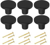 6 Pezzi Pomolo per Mobili Rotondo, Nero Pomelli per Porta 25Mm Maniglia per Arma