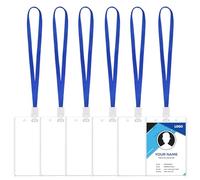 6 Pezzi Porta Badge Trasparente A6 Verticale, 11x16 cm Porta Tesserino con Cordino, Impermeabile, Custodie per Badge in Plastica per Carta Dello Studente, Biglietto da Visita, Carta Dell'autobus