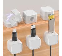 6 Pezzi Porta del Cavo Magnetico,Fermacavi Adesivi,Nascondi il Fermacavo di Ricarica del Telefono,Supporto per Caricabatterie con Filo Adesivo Resistente per Comodino,Orniture per Ufficio (Bianco)