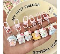 6 pezzi Portachiavi di Hello Kitty di Sanrio, ciondoli carini e dolci a forma di cartone animato Hello Kitty, portachiavi, ciondoli per zaini e borse, accessori per chiavi d'auto e portafogli, decoraz