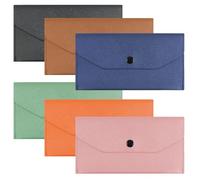 6 Pezzi Portafoglio Busta per Contanti, Buste per Denaro Riutilizzabili, Buste per contanti per Budget Portafoglio Contanti in Pelle PU, Porta Banconote per Donne, Ragazze, 18x9,5cm (6 colori)