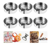 6 Pezzi Posacenere Argento Acciaio Inox, Moderno Grande Set Posacenere Moderno, Posacenere da Tavolo In Metallo, Posacenere Rotondo Per Giardino Cucina Casa Uffici Hotel Ristoranti Interno 10x10x3cm