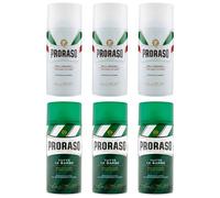 6 pezzi PRORASO SCHIUMA DA BARBA Tutte le barbe 400ml + Pelli Sensibili 300ml