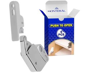 6 Pezzi Push Pull per Ante Armadio Completa di 12 Pezzi Viti Ø3,5 x 25 mm e Ø3,5 x 13 mm - Ammortizzatore per Ante per Spazio Tra Facciata e Corpo Minimo 2,5 mm - MONTERAL