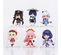 6 pezzi Raiden Shogun, trifoglio, Hutao PVC anime Figure Set Cartoon Game Character Figurine Model Statue Action Figure Cake Topper Topper 3.9"
