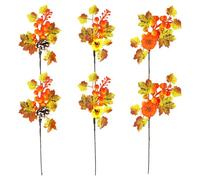 6 Pezzi Rami di Acero Autunno Artificiale Caduta Bouquet di Fiori di Zucca Finta Simulazione di Foglie d'Acero Zucche Coni di Pino Girasoli Bacche per Ringraziamento Raccolto Autunno Decorazione