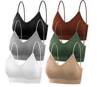 6 Pezzi Reggiseno Camisole Bralette con Imbottito per Donna Push Up Senza Armatura Sexy BrassièRe Spalline Spaghetti Colore Puro Casual Estensibile Chic Bralette Set