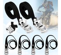 6 Pezzi Regolabile Bicicletta Cinghie Pedale, Piede Pedale Cinghie, Cinghie per Pedali Della Bicicletta Nero per Attrezzi Fissi Mountain Bike Bici da Strada (50 CM / 19,68 Pollici)