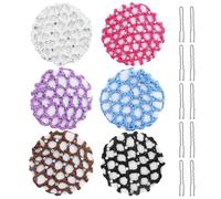 6 pezzi rete per capelli da balletto bun, retine per chignon ginnastica, retine per capelli chignon balletto, con 10 clip a forma di U, 6 colori, per sport, pattinaggio, pulizia