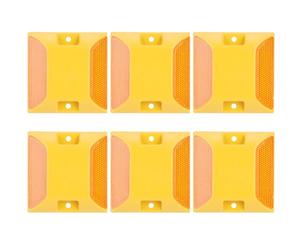 6 Pezzi Riflettori Stradali da 9,5 x 9,5 cm, Doppi Catarifrangenti Stradali in Plastica Gialla Indicatori di Perno Carrabile, per Urti di velocità, Attraversamenti Pedonali, Autostrade e Vialetti