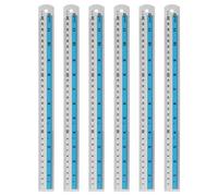 6 Pezzi Righello Dritto 30 Cm Metrico E SAE In Alluminio Con Foro, Blu
