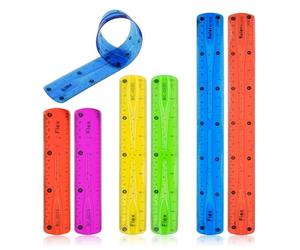 6 Pezzi Righello pieghevole in plastica colorato, kit di righello di disegno flessibile per scuola, cancelleria studenti diario scuola