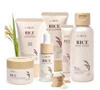6 Pezzi Riso Kit Skincare Viso, Kit Cura Della Pelle Donna con Detergente, Tonico, Siero, Crema Occhi, Crema Viso, Crema Solare, Set Skin Care Adatto a Tutti i Tipi di Pelle