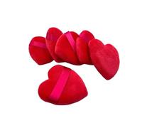6 pezzi riutilizzabili di amore a forma di cuore di velluto soffio di polvere viso trucco spugna cosmetici morbido cotone viso lavabile spugna soffio (Color : Red)