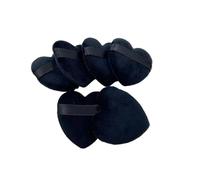 6 pezzi riutilizzabili di amore a forma di cuore di velluto soffio di polvere viso trucco spugna cosmetici morbido cotone viso lavabile spugna soffio (Color : Black)