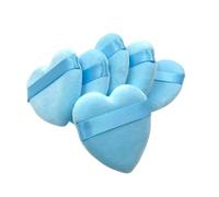 6 pezzi riutilizzabili di amore a forma di cuore di velluto soffio di polvere viso trucco spugna cosmetici morbido cotone viso lavabile spugna soffio (Color : Blue)