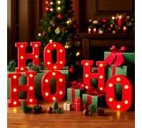 6 Pezzi Rosso Ho Ho Ho Decorazioni di Natale Per Interni 8,6 Pollici Alimentato da Batteria LED Luce Fluorescente Lettera HOHOHO Segno Luce di Natale Casa Camera da Letto Bar Decorazione di Festa