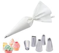 6 Pezzi Saccapoche Professionale,Tasca da Pasticceria Riutilizzabili,Bocchette sac a Poche,1 Sac à Poche da 40 cm Viene con 5 Diversi Ugelli in Acciaio Inossidabile,per Decorare Torte e Biscotti