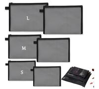 6 Pezzi Sacchetti a Rete con Chiusura Lampo Portatile Sacchetti per Cosmetici in Rete 3 Dimensioni Tasche aRete con Chiusura Lampo Per Cosmetici Forniture Viaggi Ufficio Scuola - Nero