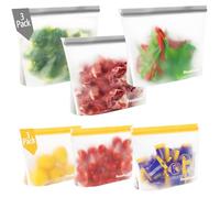 6 Pezzi Sacchetti Freezer Riutilizzabili, Sacchetti Alimenti Richiudibili, Sacchetti per Alimenti Senza BPA Sacchetti Sandwich Riutilizzabili, Sacchetti in Silicone per Frutta, Verdura, Carne