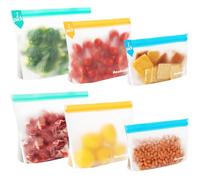 6 Pezzi Sacchetti Freezer, Sacchetti Alimenti Richiudibili, Sacchetti Freezer Riutilizzabili Sacchetti Congelatore, Sacchetti Con Zip Sacchetti per Alimenti per Frutta, Verdura, Carne