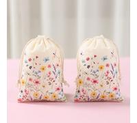 6 pezzi Sacchetti regalo con cordoncino a tema fiori selvatici per primavera/estate, sacchetti per confezione regalo, caramelle, compleanni, matrimoni rustici, addii al nubilato, baby shower, rivelazi