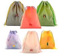 6 Pezzi Sacchi da Biancheria, Riutilizzabile Sacchetti Lavatrice Biancheria con Coulisse, Borsa Organizer da Viaggio Sacchetto Lavatrice per Casa Dormitorio Bagno Campeggio