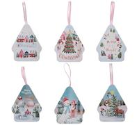 6 Pezzi Scatola per Biscotti, Scatole Natalizie, Scatole per Dolcetti Natalizi, Natale Decorazioni Casa Tavola, Scatola Regalo Natale in Metallo, di Piccoli Regali Natalizi, Nuovo Modello (Stile B)