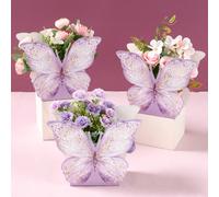 6 pezzi Scatola regalo decorativa con farfalle viola ad acquerello, scatola in cartone con fiori per decorazione di compleanni, festival, matrimoni, feste, baby shower, con nastro biadesivo incluso Ta