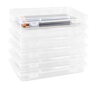 6 Pezzi Scatole Portamatite Impilabili, Impermeabile Scatola Portamatite in Plastica con Coperchio Grande Capacità, Organizzatore di Scatole per Penne Trasparenti Senza BPA, per Scuola Ufficio Casa