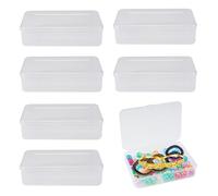 6 Pezzi Scatoline Portaoggetti di Plastica Trasparente, 10.5x7.5x2.5cm Mini Contenitori Rettangolari in Impilabile, Scatola di Plastica Perla Portatile, per Pillole Gioielli e Oggetti Artigianali