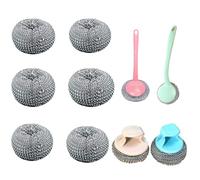 6 Pezzi Scrubber Spugne In Acciaio Inossidabile, Paglietta Acciaio Con Manico, Spazzola Per La Pulizia Del Barbecue,Forno,Pentole Padelle Scioglie Per Le Macchie Ostinate In Cucina Colore Casuale