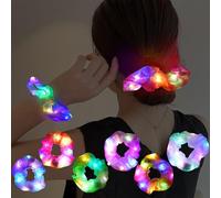 6 Pezzi Scrunchies LED, Elastici per Capelli Luminosi, Scrunchies per Capelli, Fasce Elastiche per Capelli LED con 3 Modalità di Luce, Fasce Luminose per l'uso Quotidiano, Festival e Feste