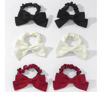 6 pezzi Scrunchies per capelli con fiocco carino, accessori per capelli ideali per le ragazze durante la stagione del ritorno a scuola, ottimi anche come regali per le ragazze Tessuto