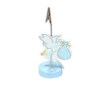 6 PEZZI Segnaposto cicogna con bambino celeste BOMBONIERA NASCITA BATTES 0C1E