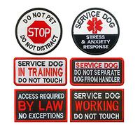 6 Pezzi"Service Dog Woking In Training No Touch No Talk" Gilet/Imbracatura patch Ganci e loop Servizio Cani Emblema Divertente per l'addestramento di Lavoro Cane di Servizio Cani