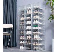 6 pezzi/set, 12 pezzi/set, Scatola portascarpe, Organizer impilabile trasparente per scarpe per armadio, Scaffale portascarpe pieghevole salvaspazio, Contenitore per scarpe sportive, Scaffale portasca